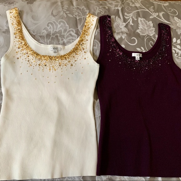 Set of Authentic Cache Embellished Ribbed Tanks - Picture 2 of 8